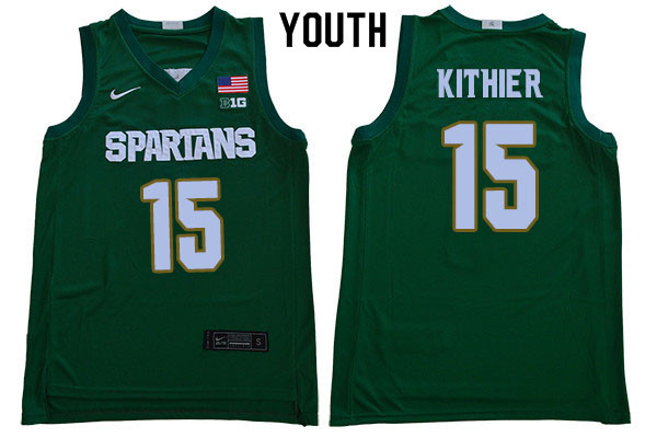 Youth Michigan State Spartans #15 Thomas Kithier NCAA Nike Authentic Green 2020 College Stitched Basketball Jersey LO41U23NW